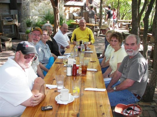 6-Ned John Jane Ruth George Ed Larry Betty Mary Ann & Don at the Grissmill in Gruene (Medium).JPG