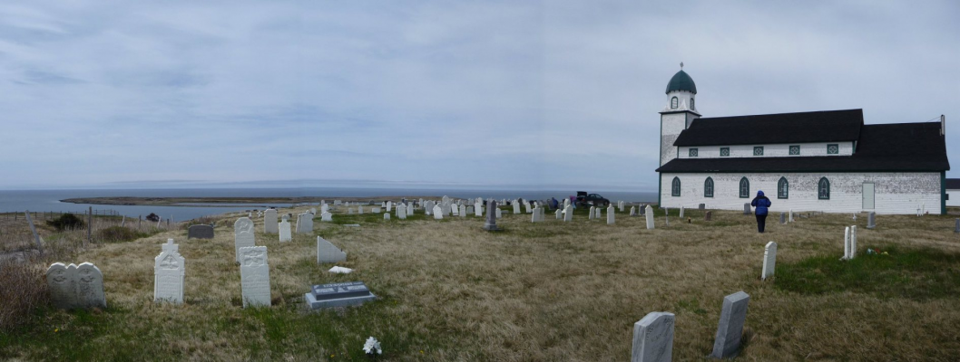 37 Anglican Chruch on Wind Swept  Hill Over Bay of St Lawrance.jpg