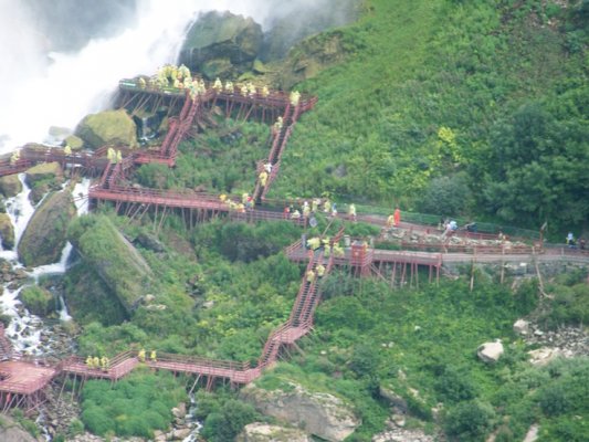 8-22-11Boardwalk to Cave of The Winds under American Falls taken fm Ontario side.jpg