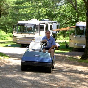 Gary on golf cart